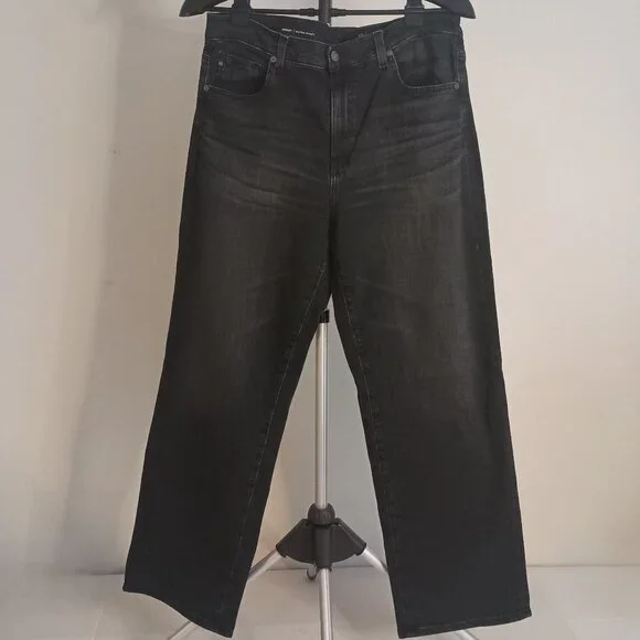 AG (Adriano Goldschmied) Black Brinley Mid Rise Straight Jeans Waist 32 - Picture 15 of 16
